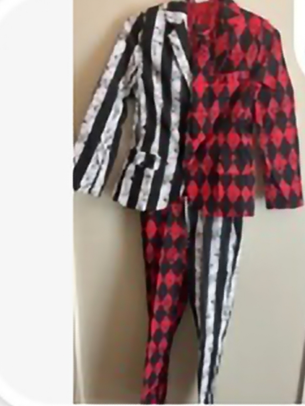 L 12-14 Clown Blazer Pants Costume Red White Black